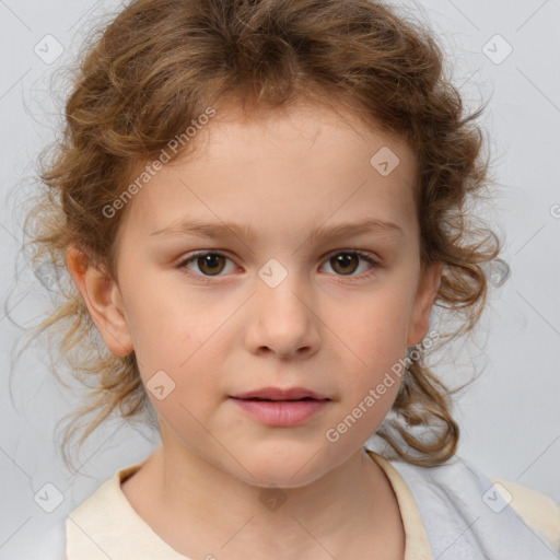 Neutral white child female with medium  brown hair and brown eyes