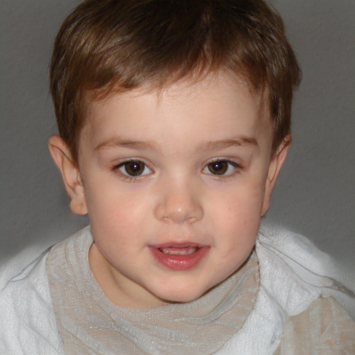 Neutral white child male with short  brown hair and brown eyes