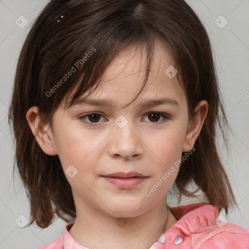 Neutral white child female with medium  brown hair and brown eyes