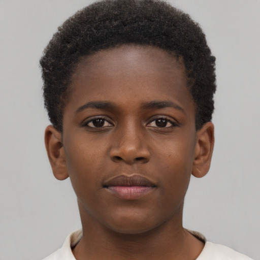 Neutral black young-adult male with short  brown hair and brown eyes