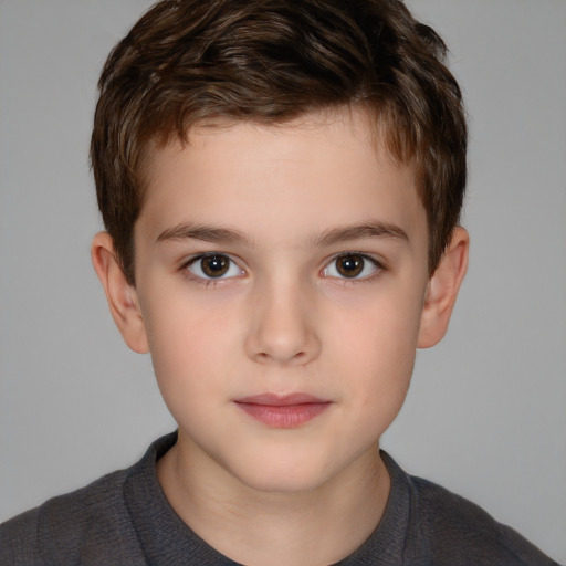 Neutral white child male with short  brown hair and brown eyes