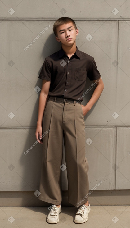 Mongolian teenager boy with  brown hair