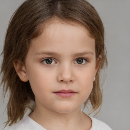 Neutral white child female with medium  brown hair and brown eyes