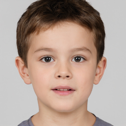 Neutral white child male with short  brown hair and brown eyes