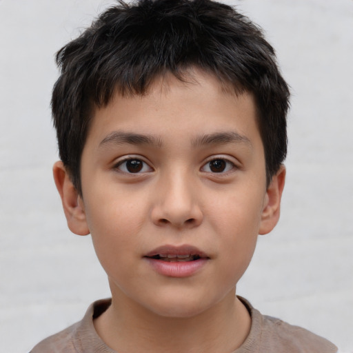 Neutral white child male with short  brown hair and brown eyes
