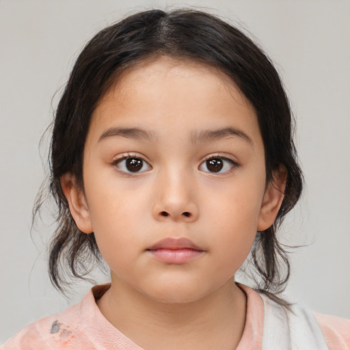 Neutral asian child female with medium  brown hair and brown eyes