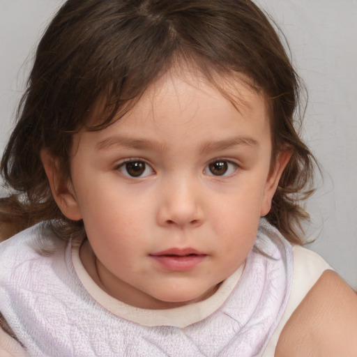 Neutral white child female with medium  brown hair and brown eyes