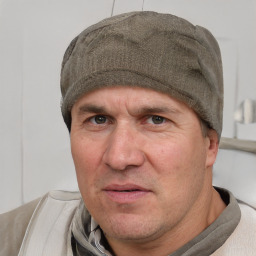 Neutral white adult male with short  black hair and brown eyes