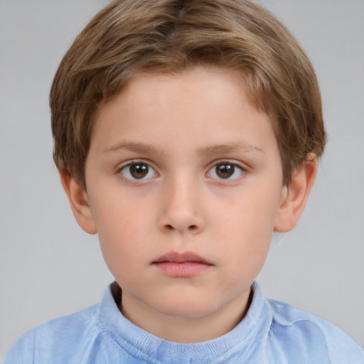 Neutral white child male with short  brown hair and brown eyes