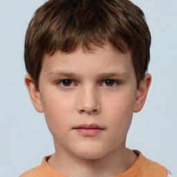 Neutral white child male with short  brown hair and brown eyes