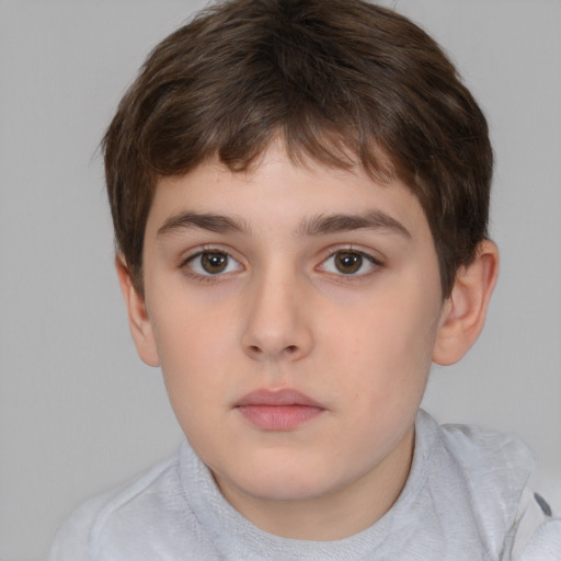 Neutral white child male with short  brown hair and brown eyes