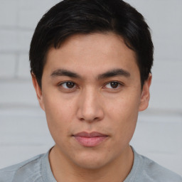 Neutral asian young-adult male with short  brown hair and brown eyes