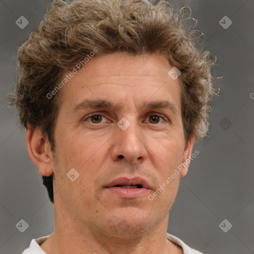 Neutral white adult male with short  brown hair and brown eyes