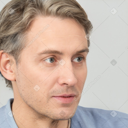 Neutral white adult male with short  brown hair and brown eyes