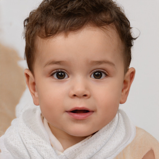 Neutral white child male with short  brown hair and brown eyes