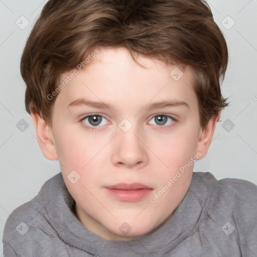 Neutral white child female with short  brown hair and brown eyes