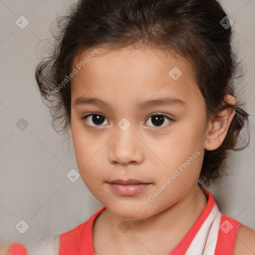 Neutral white child female with short  brown hair and brown eyes