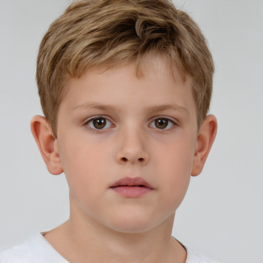 Neutral white child male with short  brown hair and brown eyes