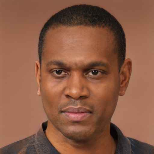 Neutral latino adult male with short  black hair and brown eyes