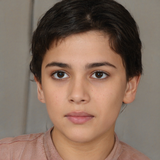 Neutral white young-adult female with short  brown hair and brown eyes