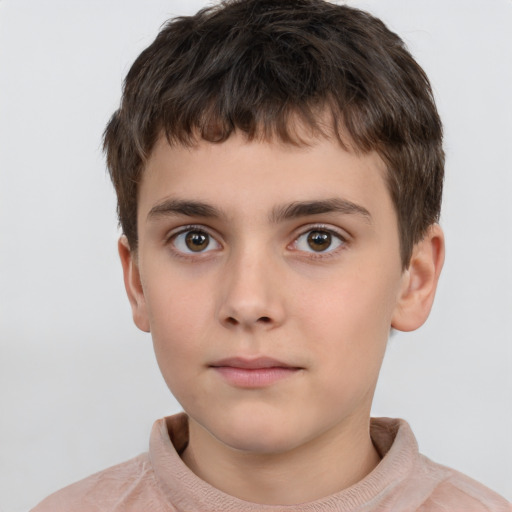 Neutral white child male with short  brown hair and brown eyes