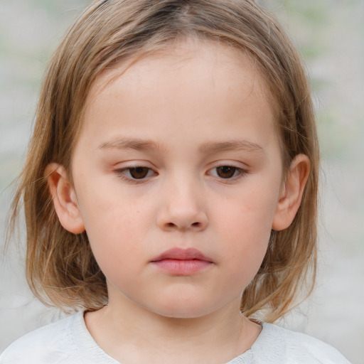 Neutral white child female with medium  brown hair and brown eyes