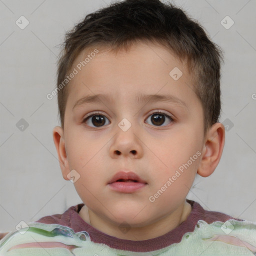 Neutral white child male with short  brown hair and brown eyes