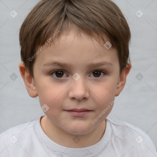 Neutral white child female with short  brown hair and brown eyes