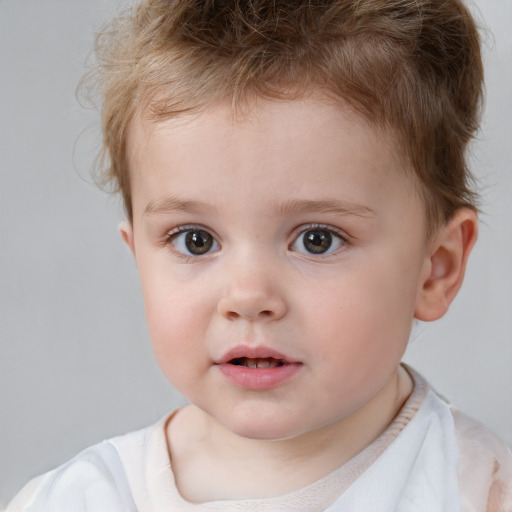 Neutral white child male with short  brown hair and brown eyes