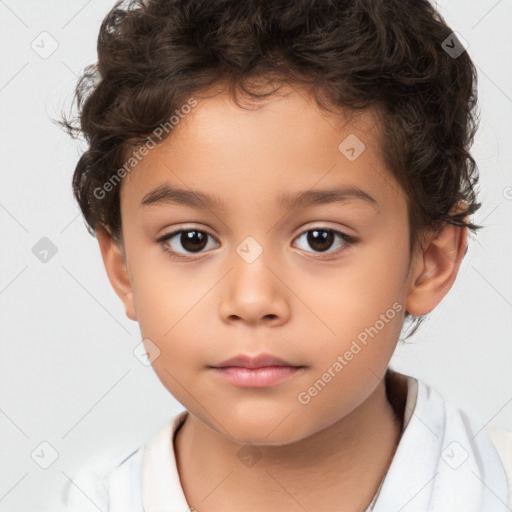 Neutral white child male with short  brown hair and brown eyes