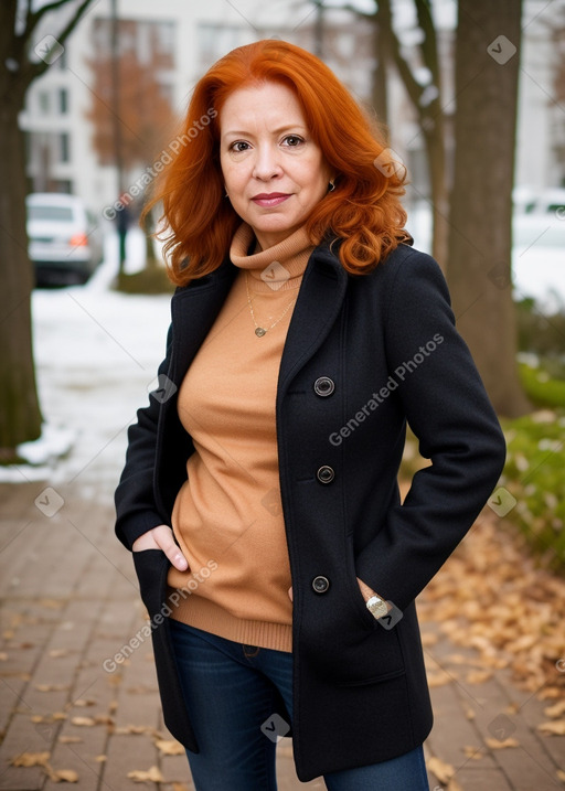 Hispanic middle-aged female with  ginger hair