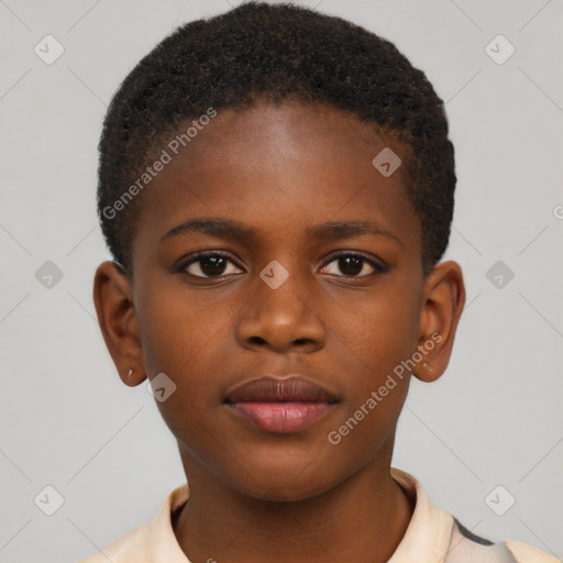 Neutral black child male with short  brown hair and brown eyes