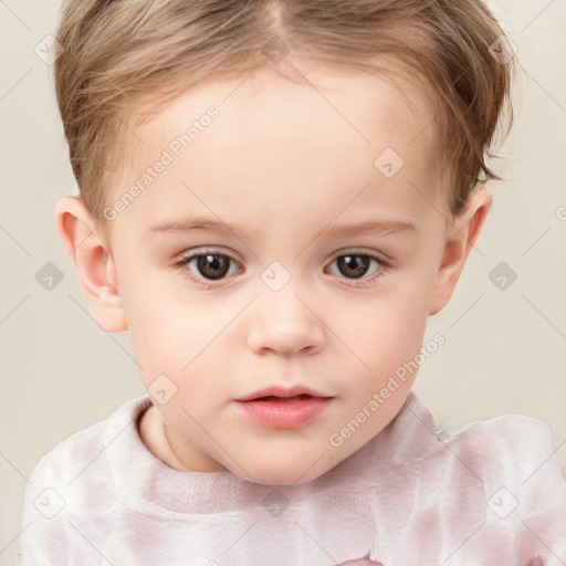 Neutral white child female with short  brown hair and brown eyes