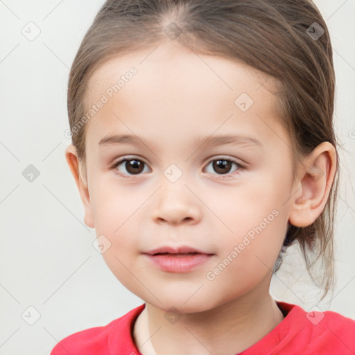 Neutral white child female with medium  brown hair and brown eyes