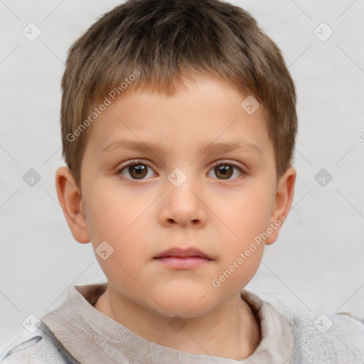 Neutral white child male with short  brown hair and brown eyes