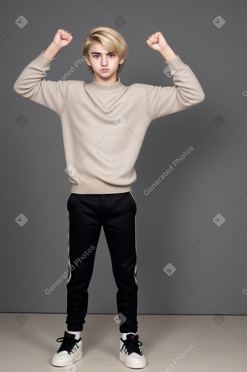 Azerbaijani teenager boy with  blonde hair