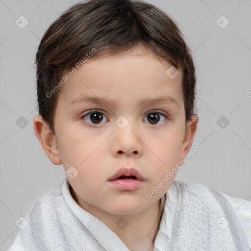 Neutral white child male with short  brown hair and brown eyes