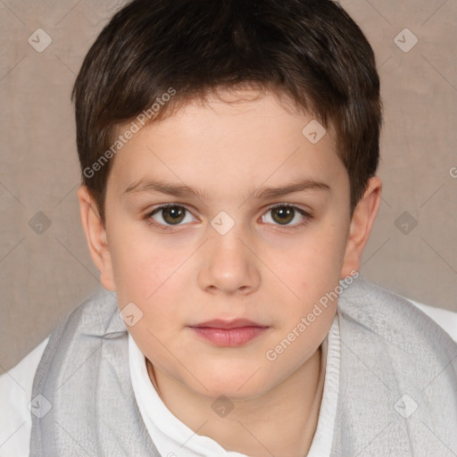 Neutral white child male with short  brown hair and brown eyes