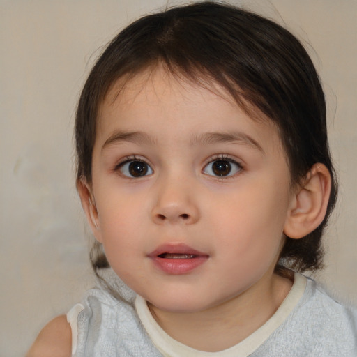 Neutral white child female with medium  brown hair and brown eyes