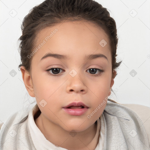 Neutral white child female with medium  brown hair and brown eyes