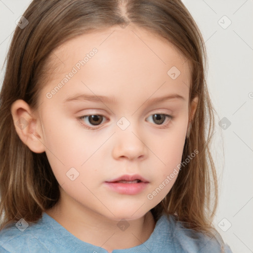 Neutral white child female with medium  brown hair and brown eyes