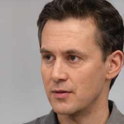 Neutral white adult male with short  brown hair and brown eyes