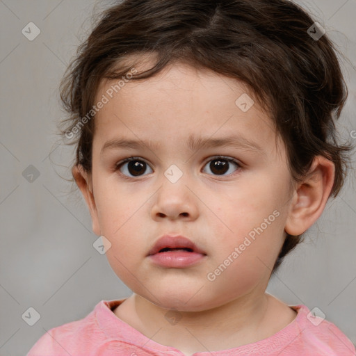 Neutral white child female with medium  brown hair and brown eyes