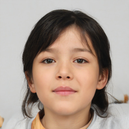 Neutral asian child female with medium  brown hair and brown eyes