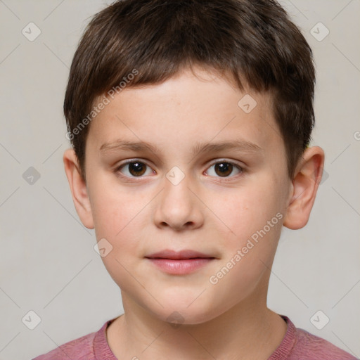 Neutral white child male with short  brown hair and brown eyes