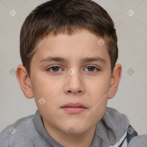 Neutral white child male with short  brown hair and brown eyes