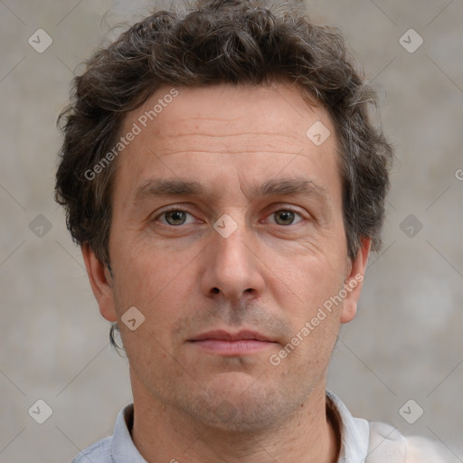 Neutral white adult male with short  brown hair and brown eyes