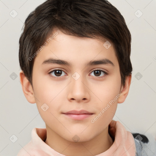 Neutral white child male with short  brown hair and brown eyes