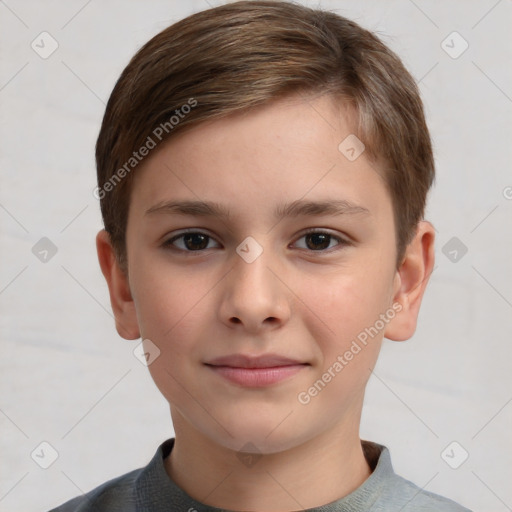 Neutral white child male with short  brown hair and brown eyes