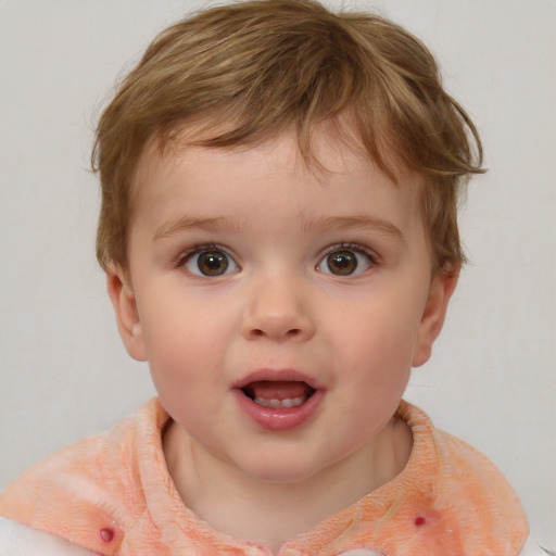 Neutral white child female with short  brown hair and brown eyes